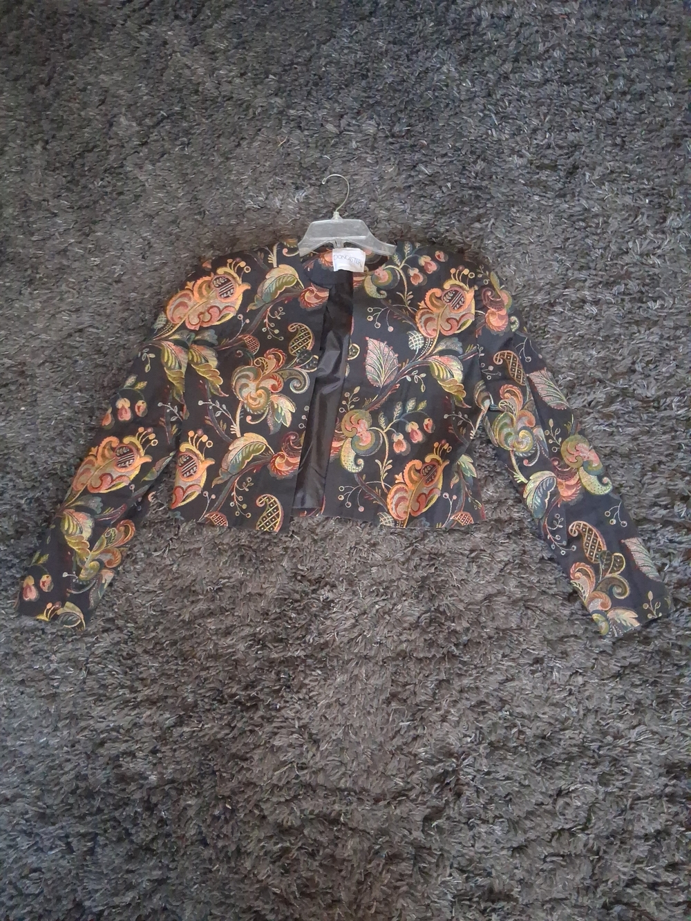 Doncaster Black Cropped Blazer with Multicolor Paisley Print